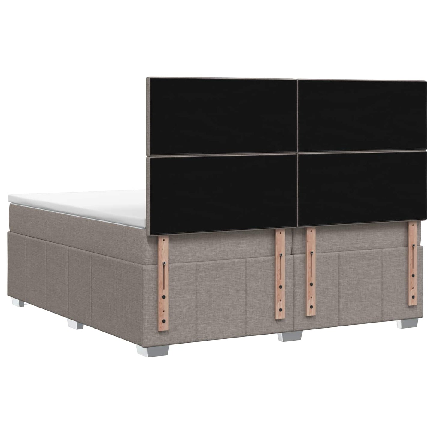 Boxmadras med topmadras Gråbrun 200 x 200 cm Stof
