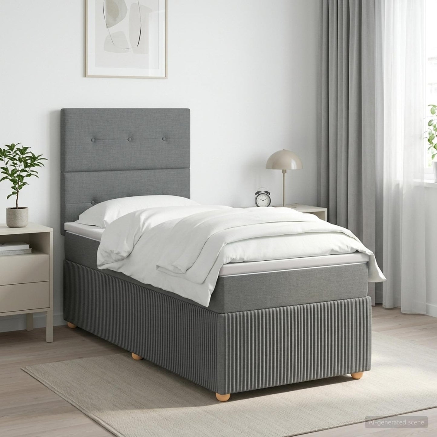 Boxmadras med topmadras Mørkegrå 100 x 200 cm Stof