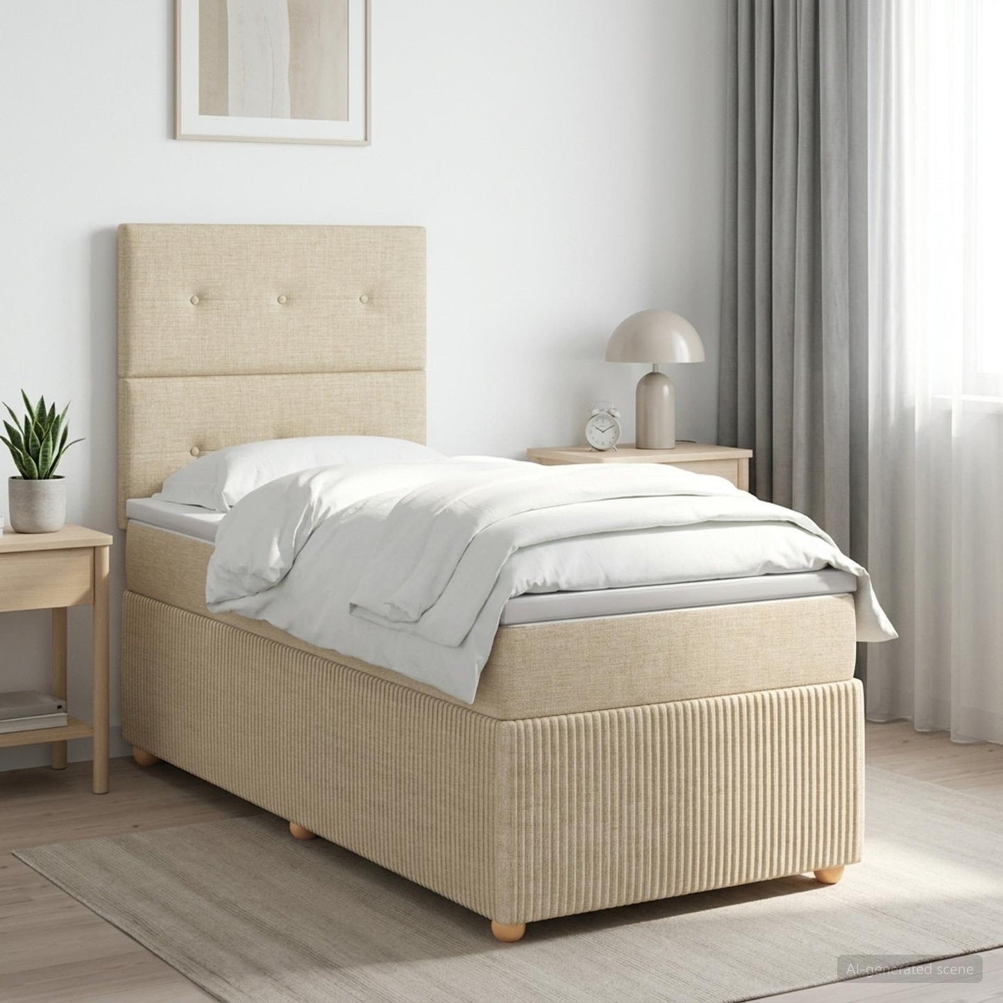 Boxmadras med topmadras Cremefarvet 100 x 200 cm Stof