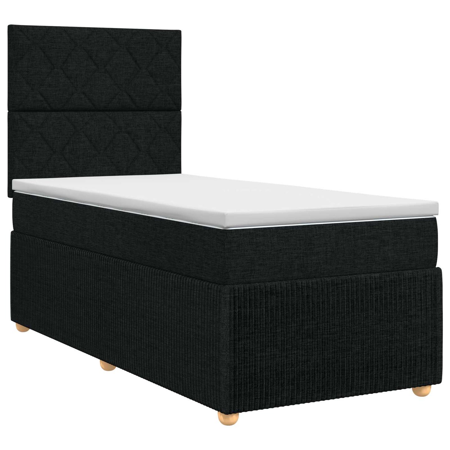 Boxmadras med topmadras med hovedgærde Sort 80 x 200 cm Stof