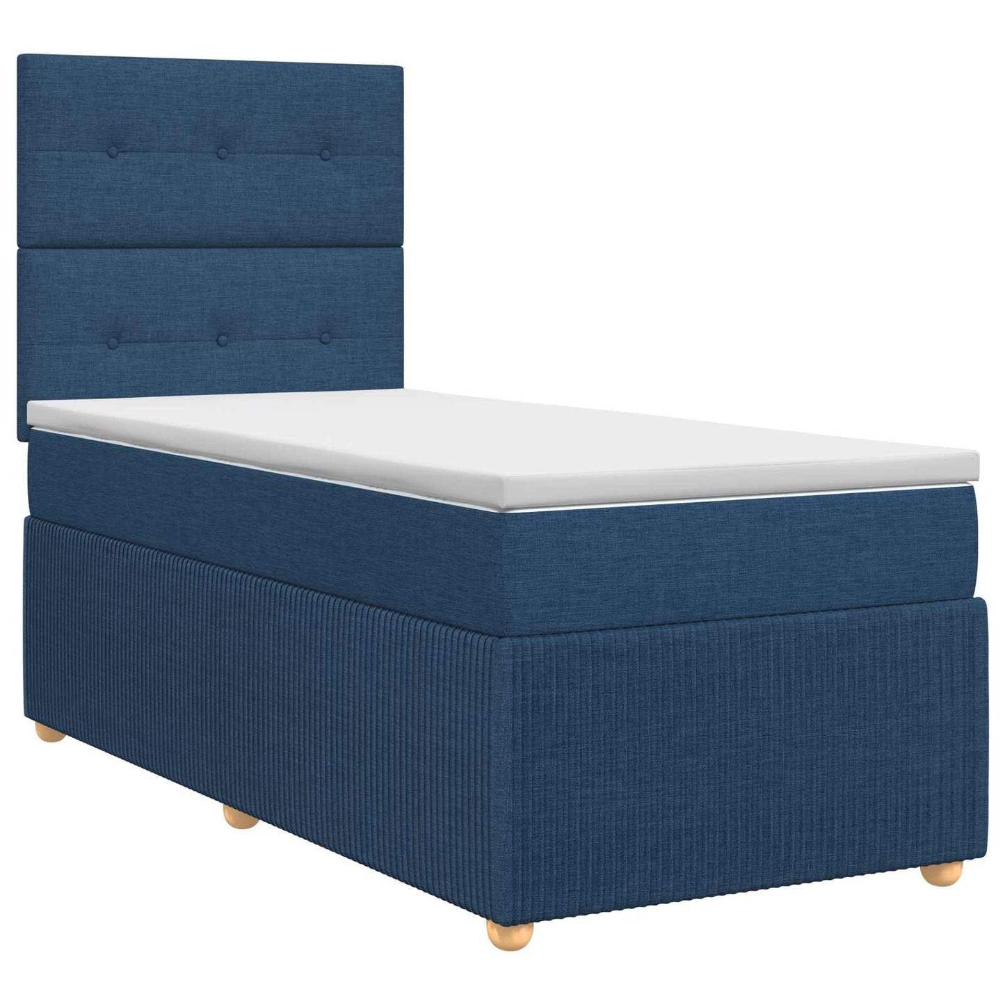 Boxmadras med topmadras med hovedgærde Blå 90 x 200 cm Stof
