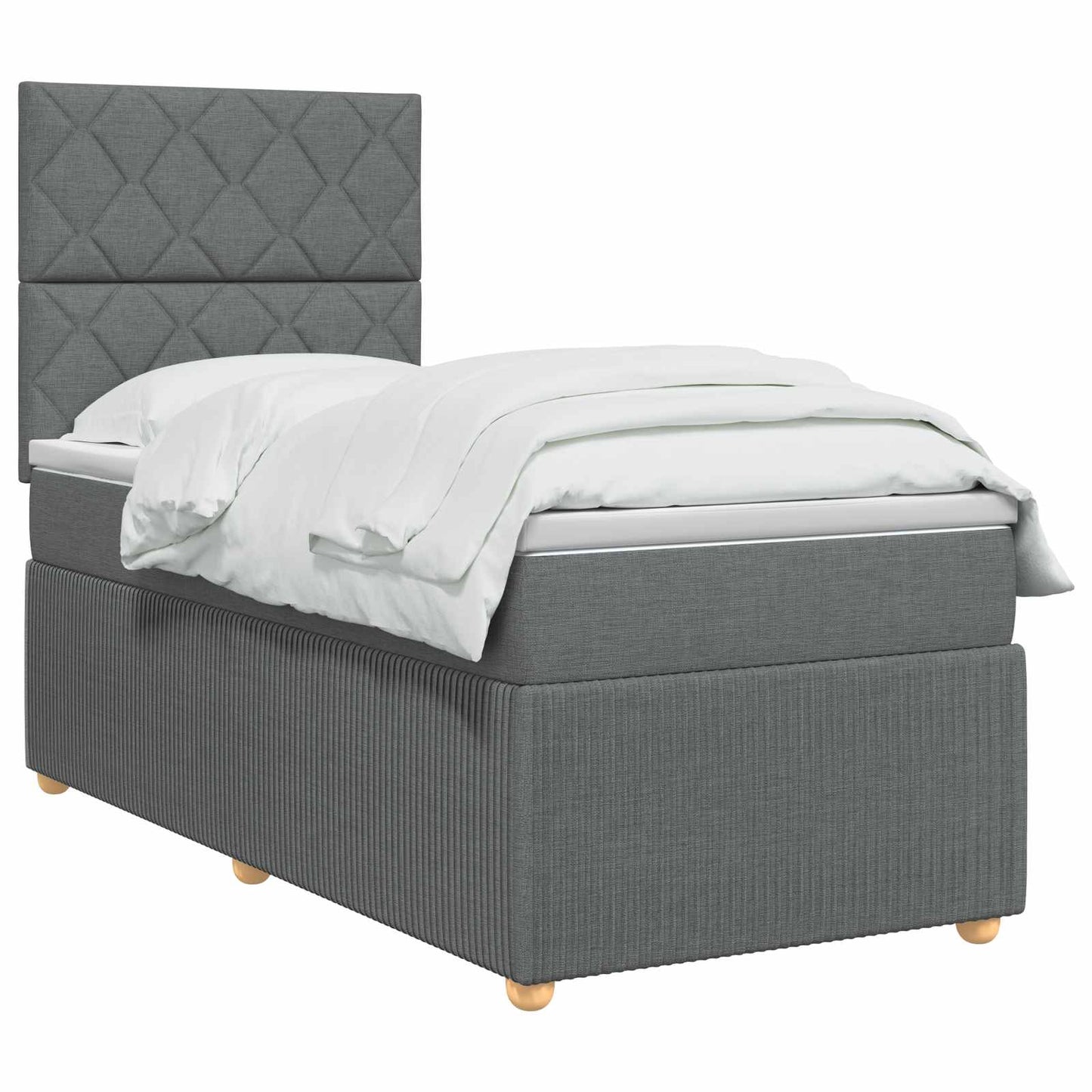 Boxmadras med topmadras Mørkegrå 100 x 200 cm Stof