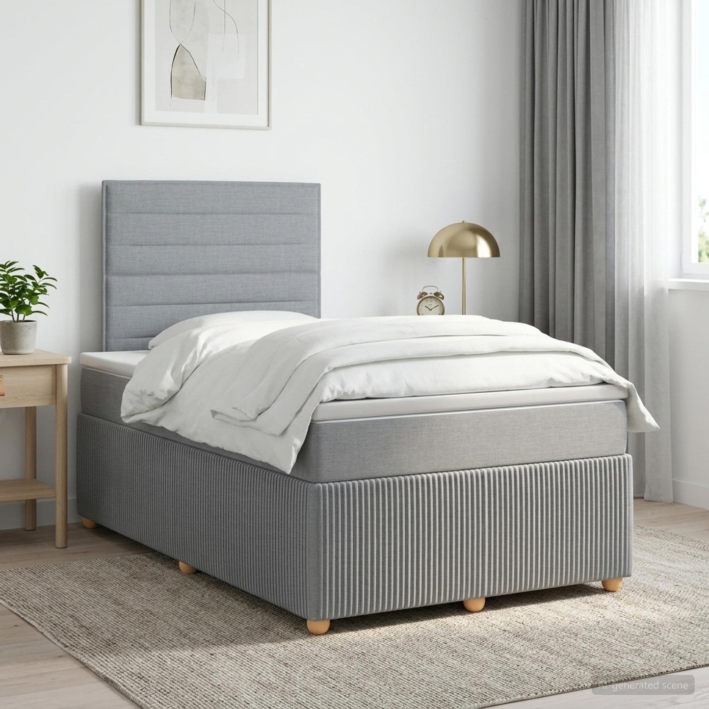 Boxmadras med topmadras Lysegrå 120 x 200 cm Stof