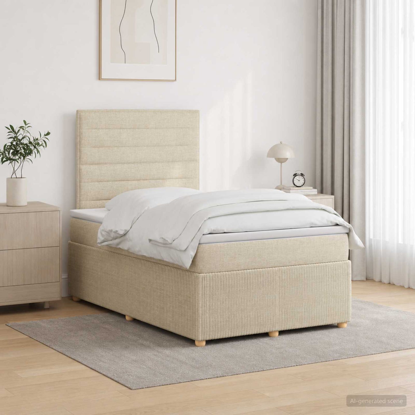 Boxmadras med topmadras Cremefarvet 120 x 190 cm Stof