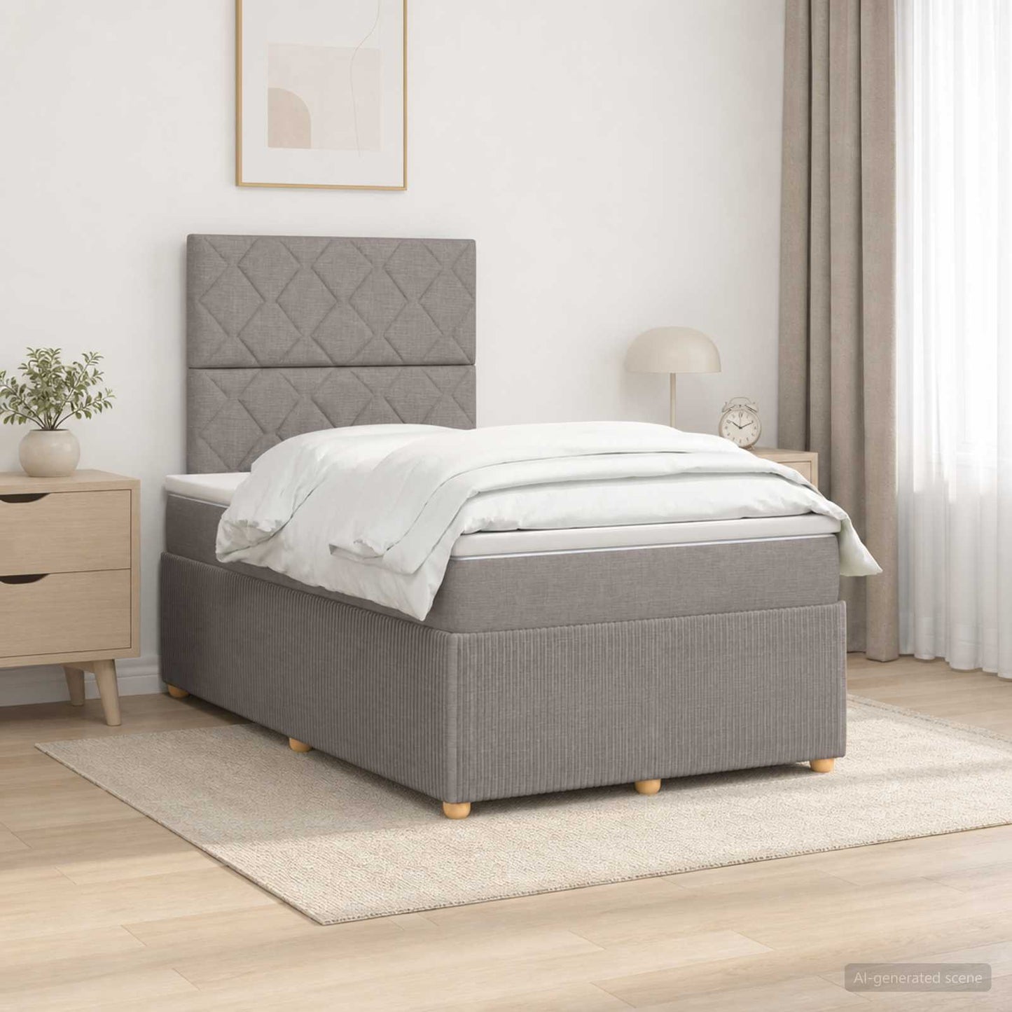 Boxmadras med topmadras Gråbrun 120 x 200 cm Stof