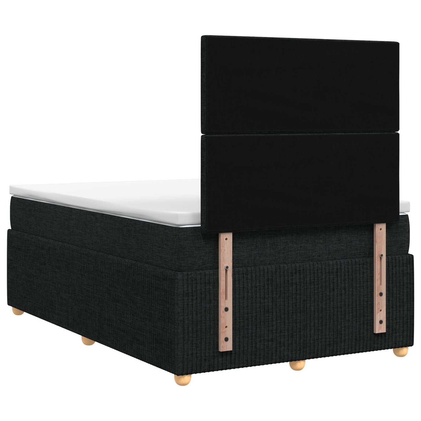 Boxmadras med topmadras med hovedgærde Sort 120 x 200 cm Stof