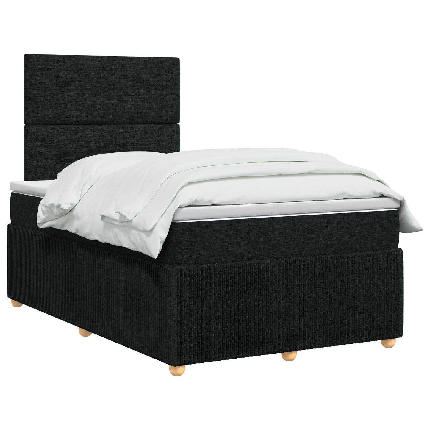 Boxmadras med topmadras med hovedgærde Sort 120 x 200 cm Stof