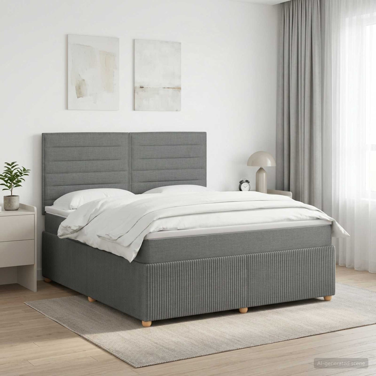 Boxmadras med topmadras Mørkegrå 140 x 200 cm Stof
