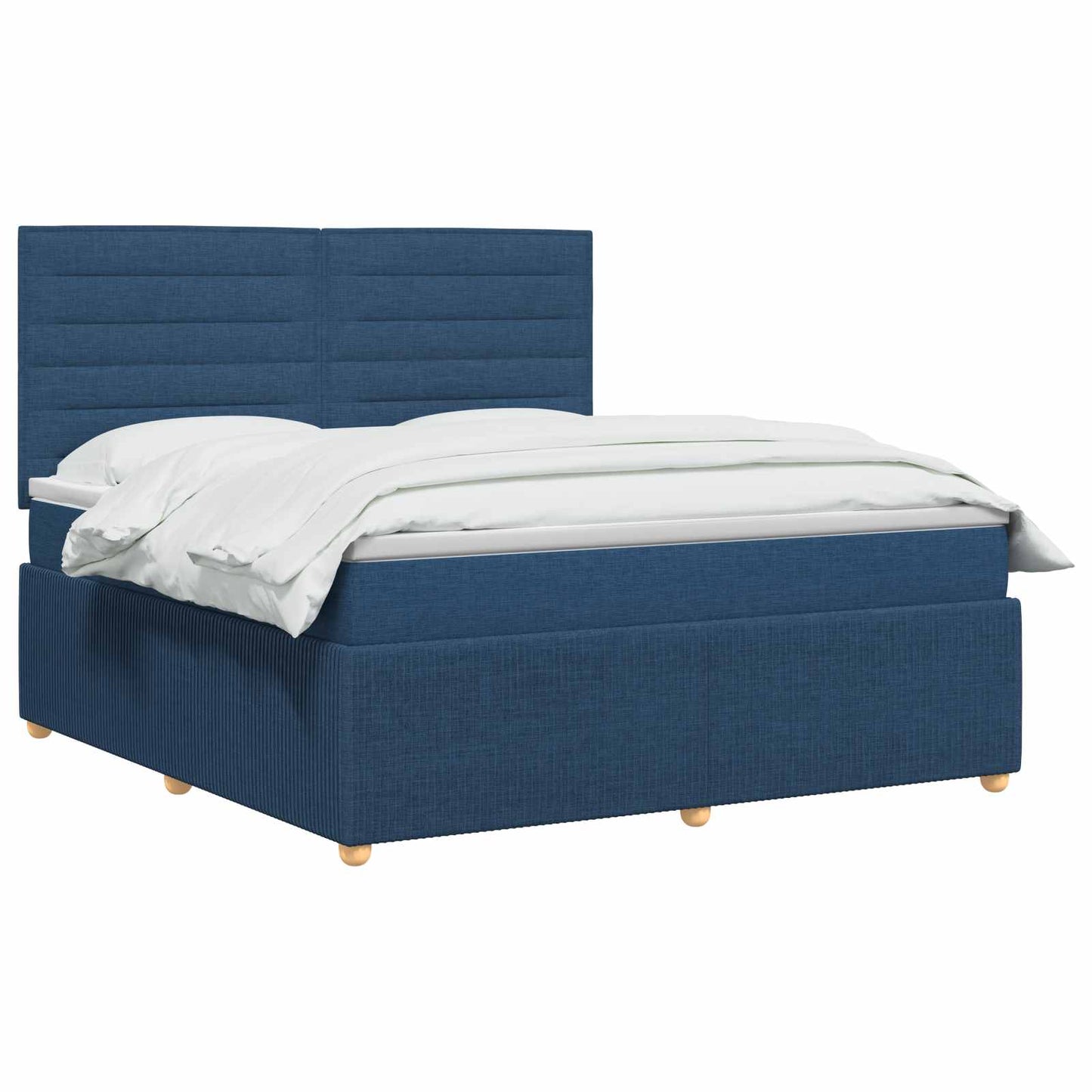 Boxmadras med topmadras med hovedgærde Blå 180 x 200 cm Stof