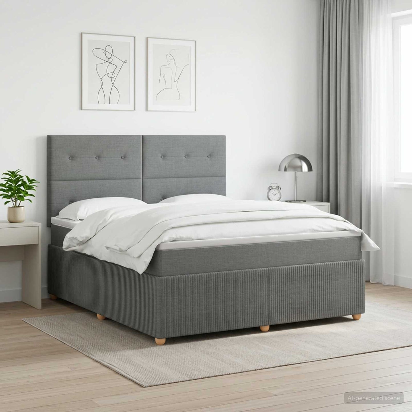 Boxmadras med topmadras Mørkegrå 140 x 200 cm Stof