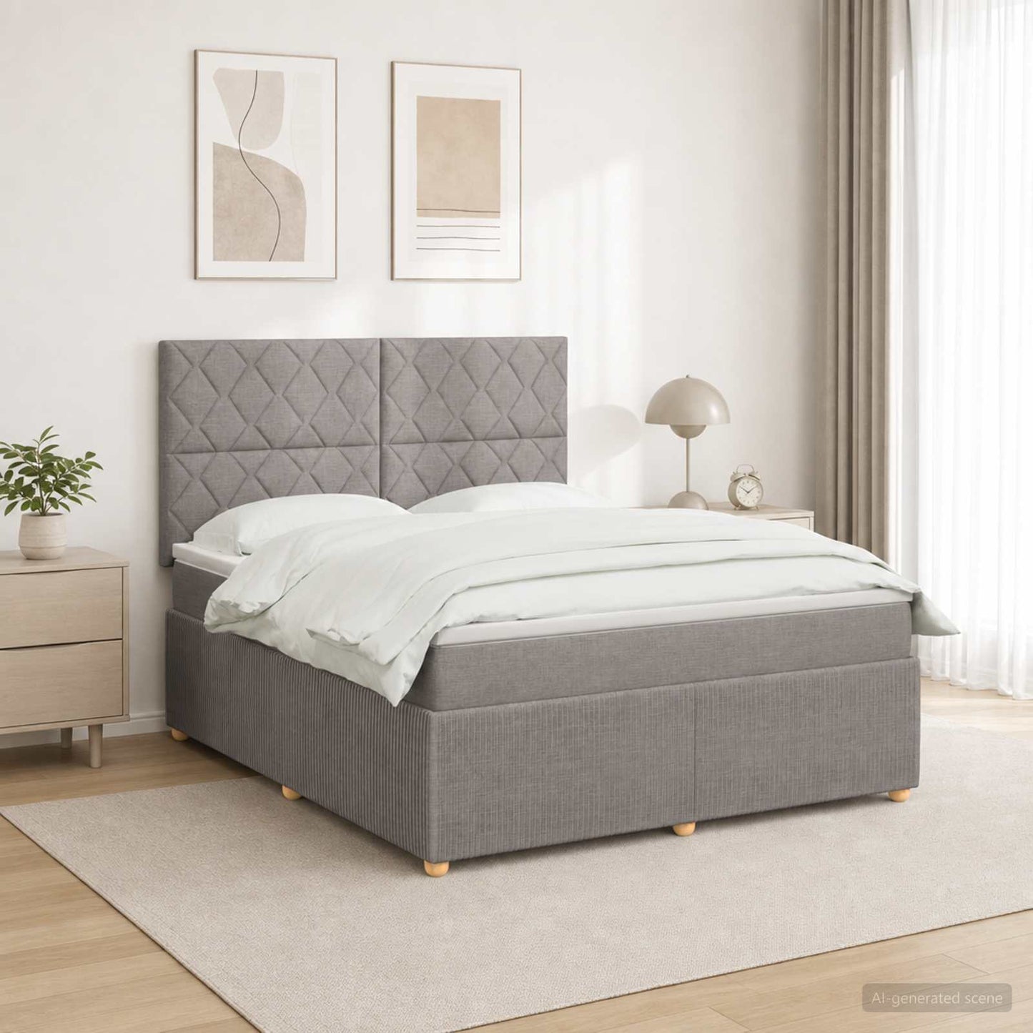 Boxmadras med topmadras Gråbrun 180 x 200 cm Stof