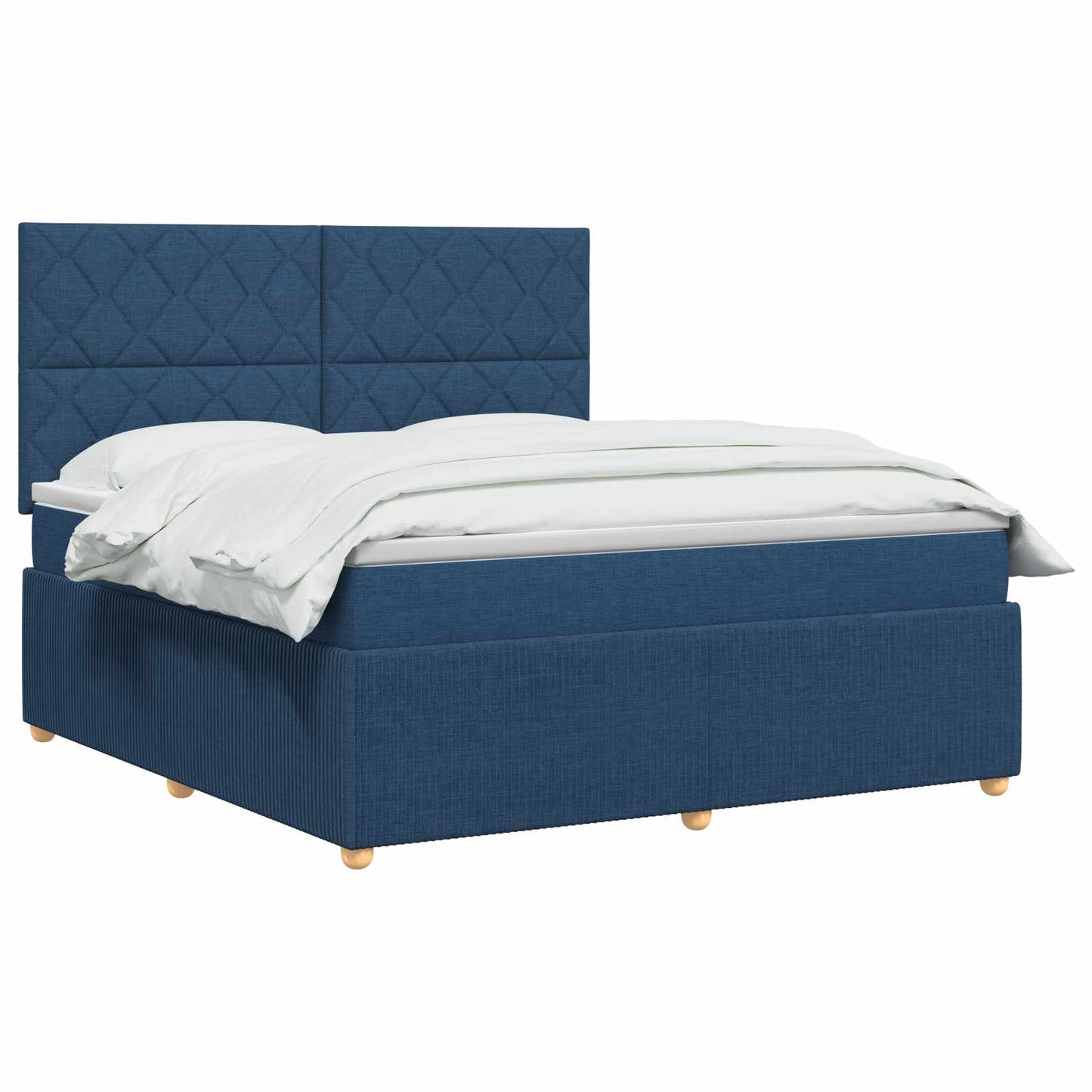 Boxmadras med topmadras med hovedgærde Blå 180 x 200 cm Stof