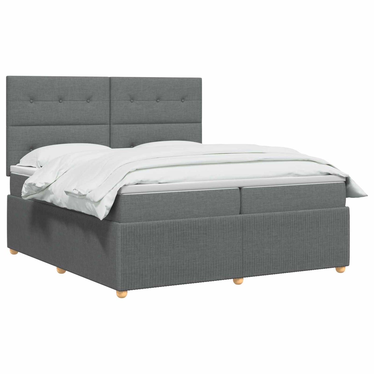 Boxmadras med topmadras Mørkegrå 200 x 200 cm Stof