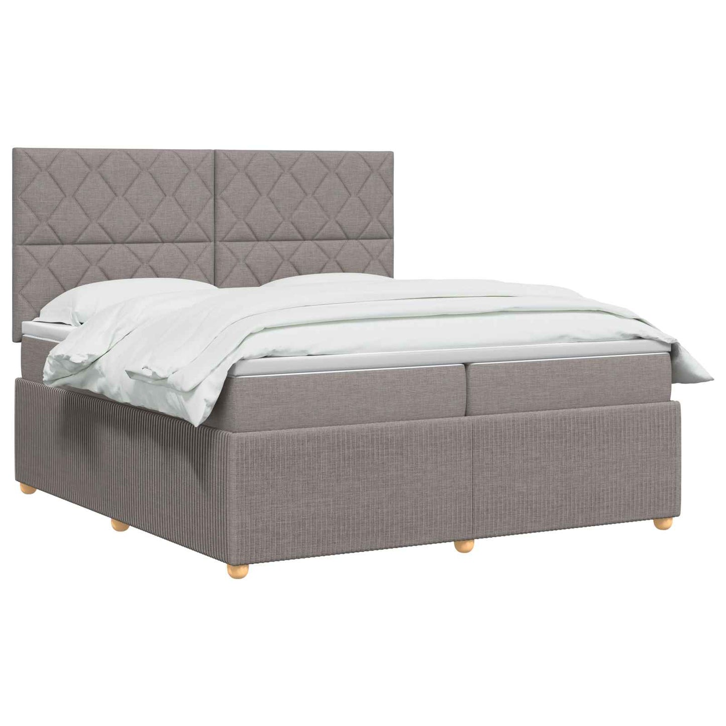 Boxmadras med topmadras Gråbrun 200 x 200 cm Stof