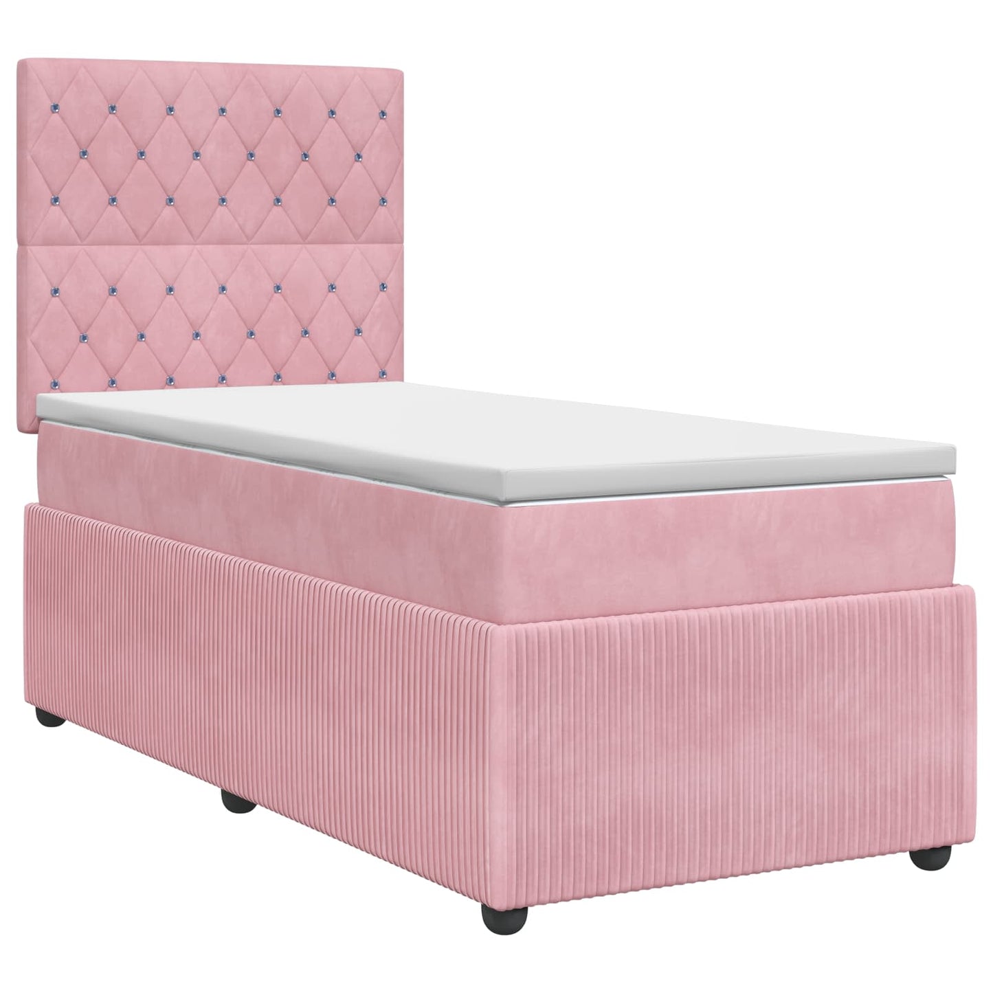 Boxmadras med topmadras Lyserød 80 x 200 cm Fløjl