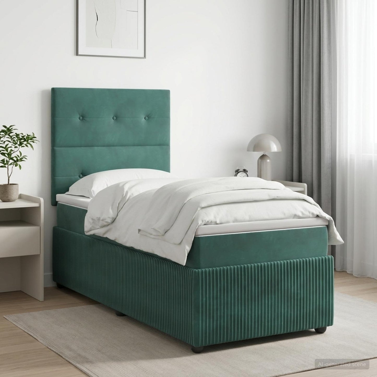 Boxmadras med topmadras Mørkegrøn 80 x 200 cm Fløjl