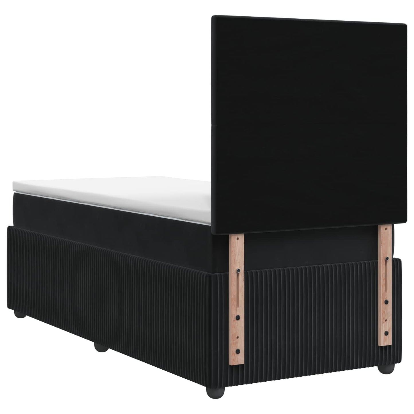 Boxmadras med topmadras med hovedgærde Sort 80 x 200 cm Fløjl
