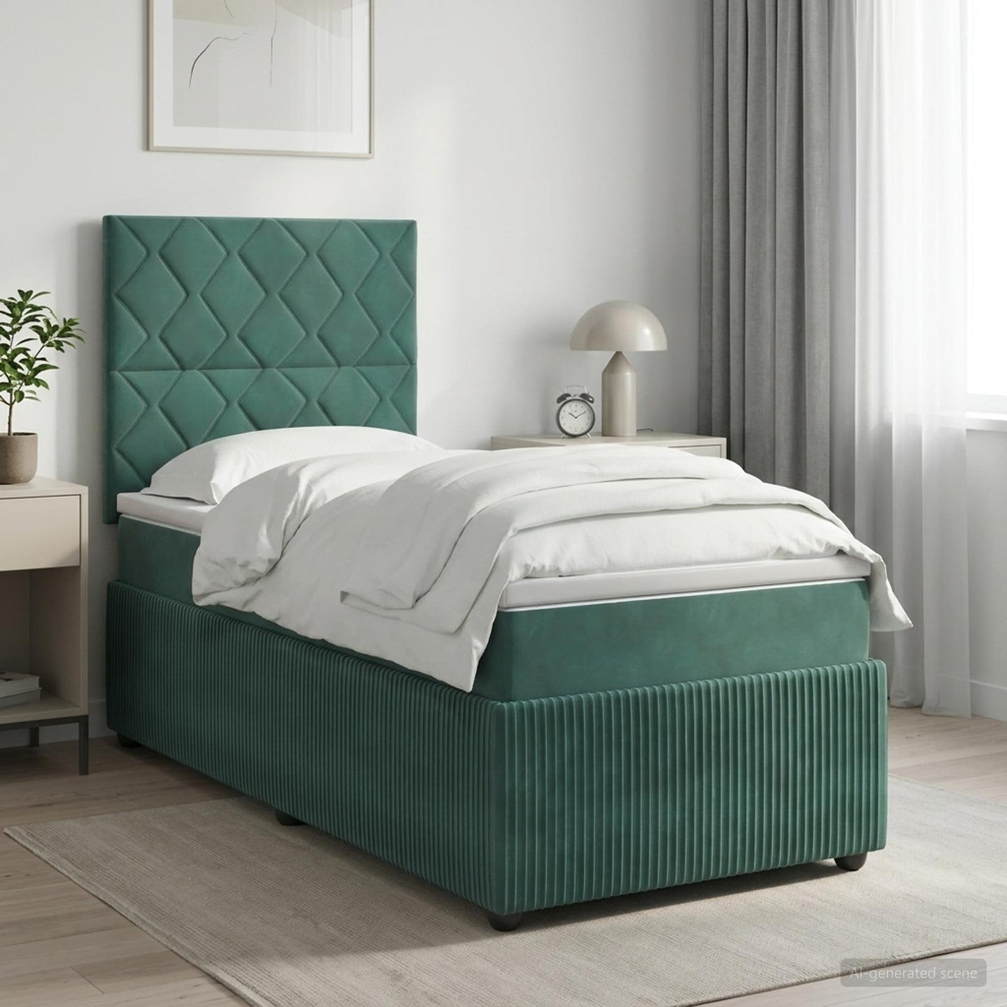 Boxmadras med topmadras Mørkegrøn 100 x 200 cm Fløjl