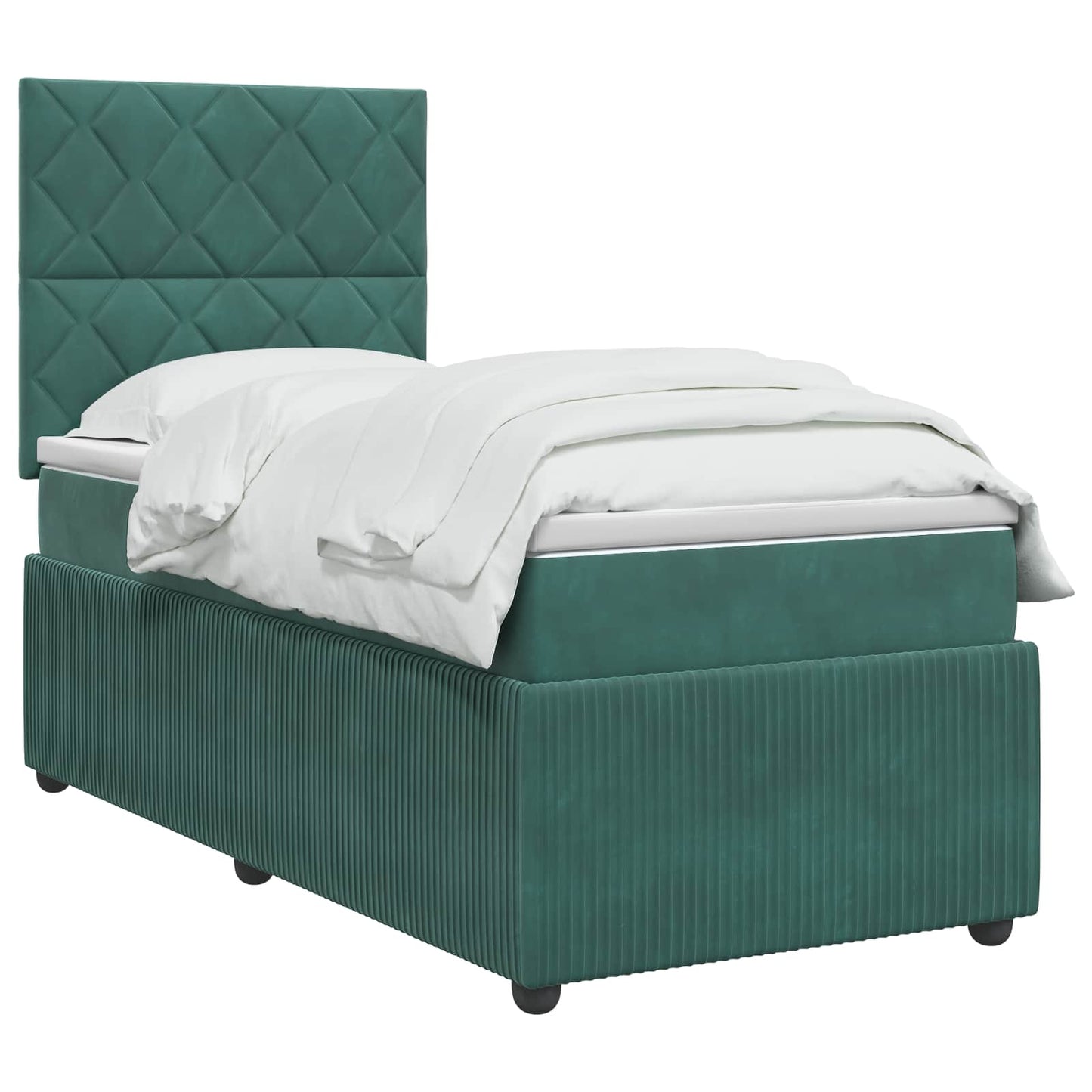Boxmadras med topmadras Mørkegrøn 90 x 190 cm Fløjl