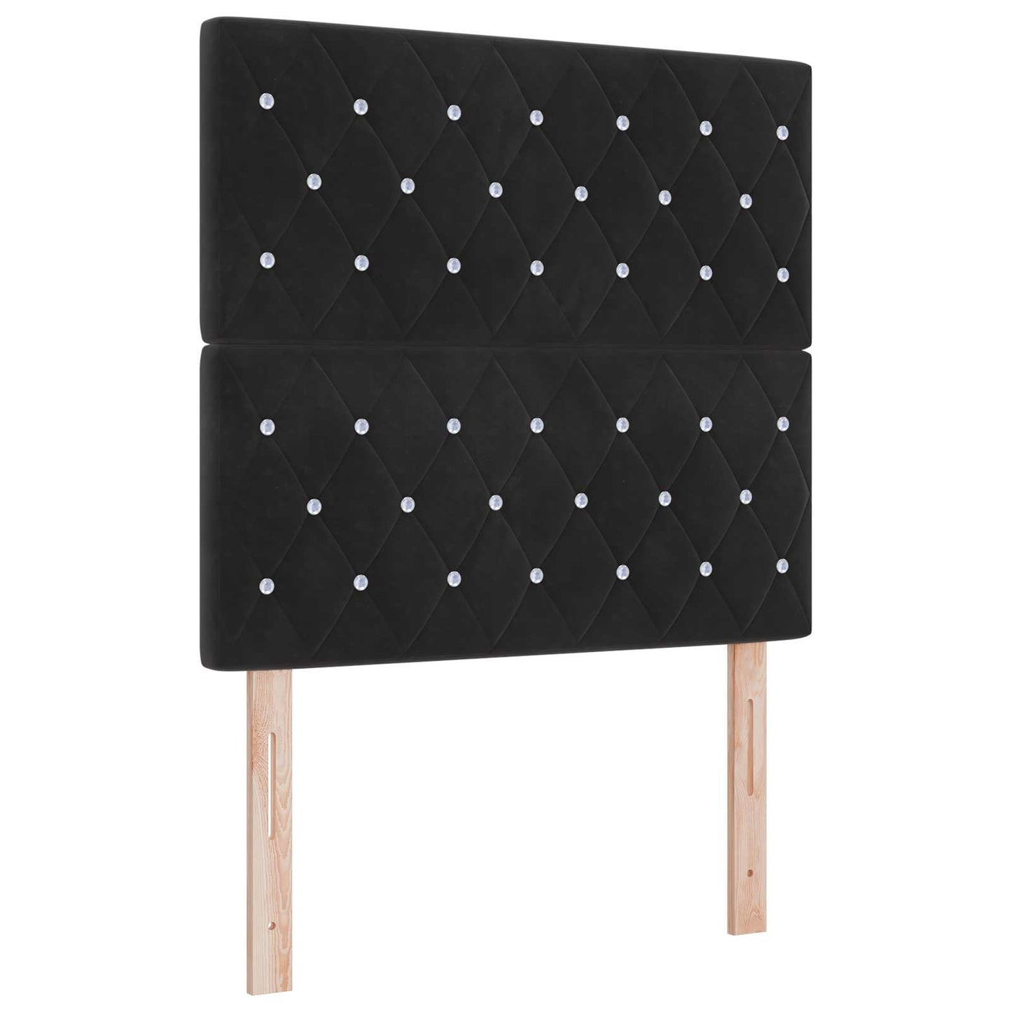 Boxmadras med topmadras med hovedgærde Sort 100 x 200 cm Fløjl