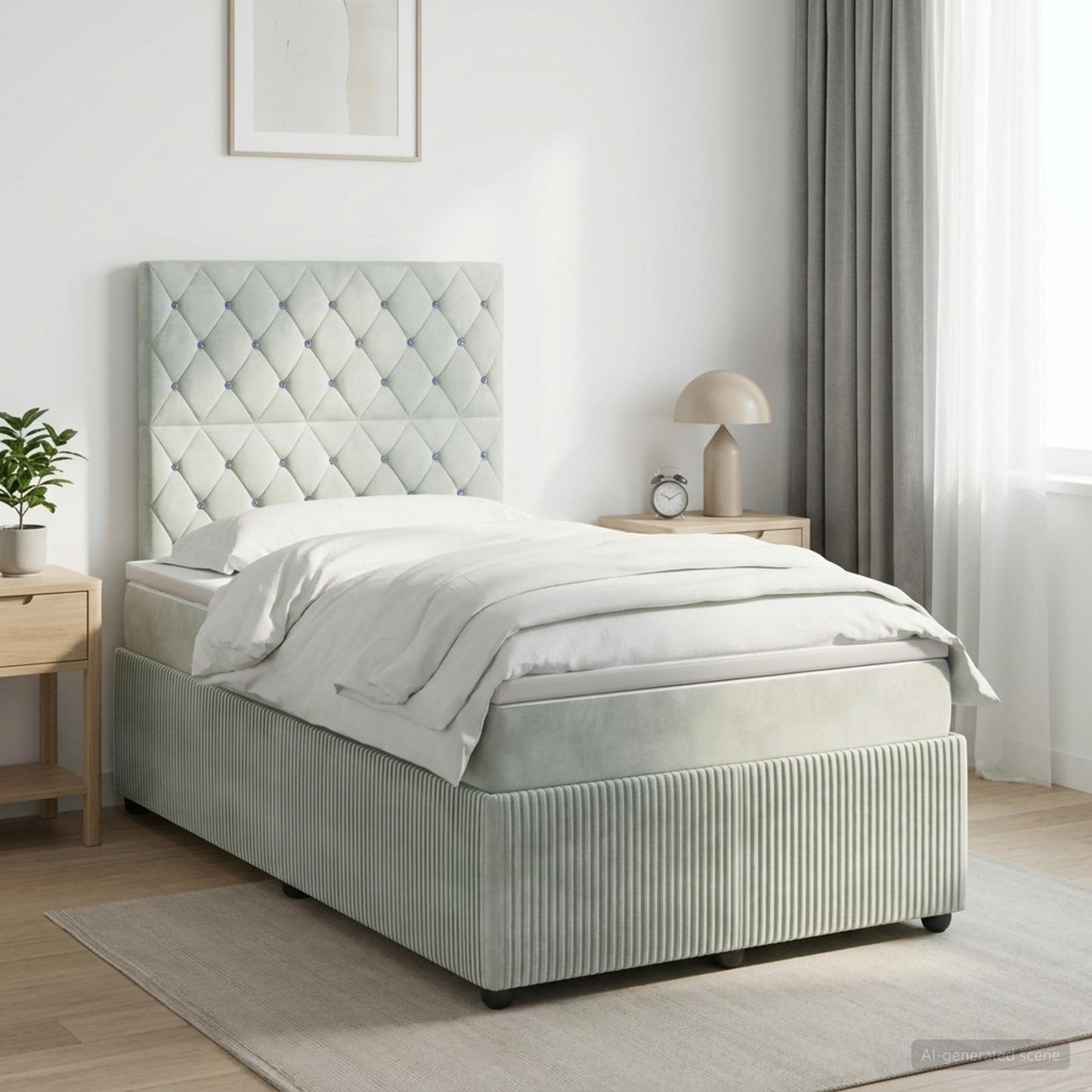 Boxmadras med topmadras Lysegrå 120 x 190 cm Fløjl