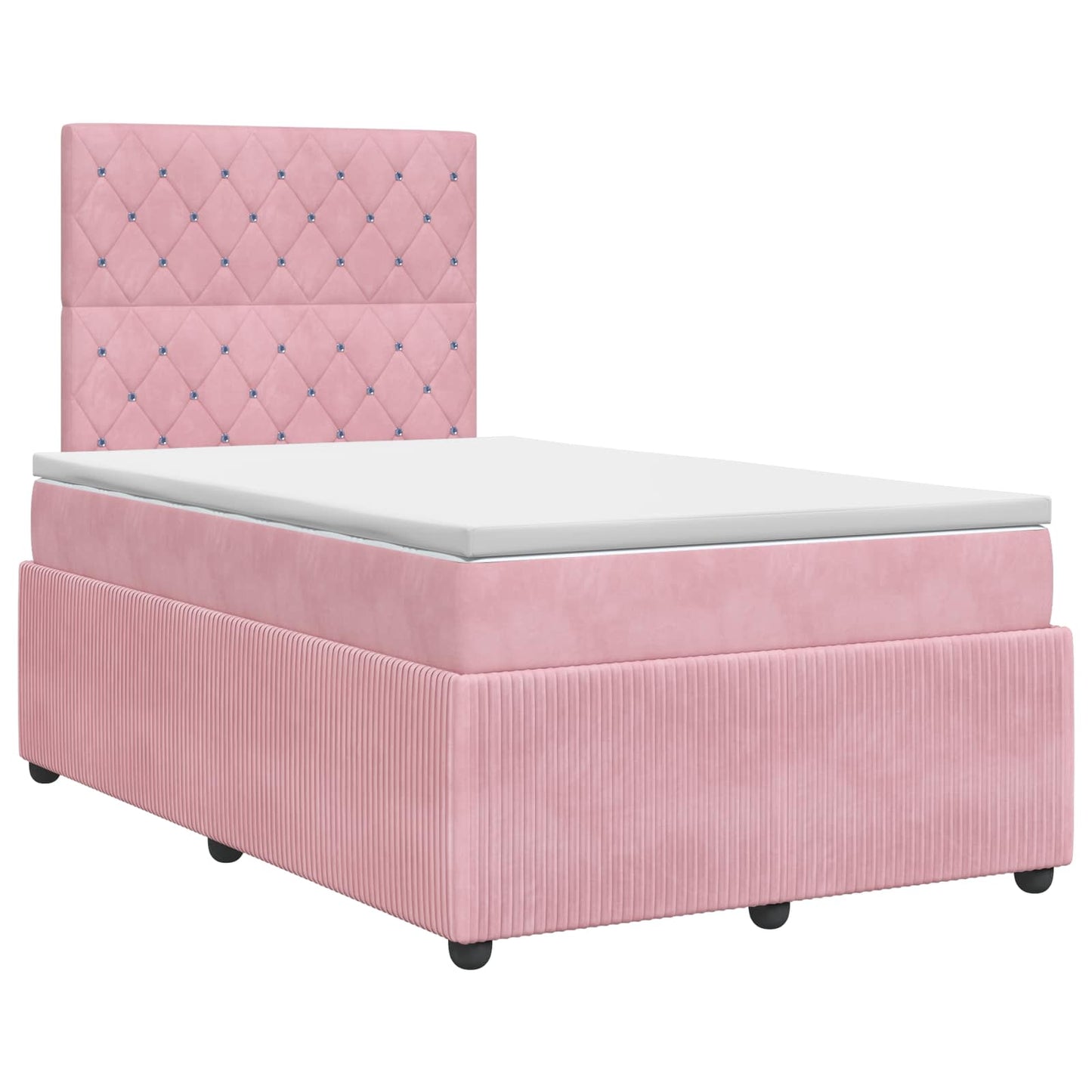 Boxmadras med topmadras Lyserød 120 x 190 cm Fløjl