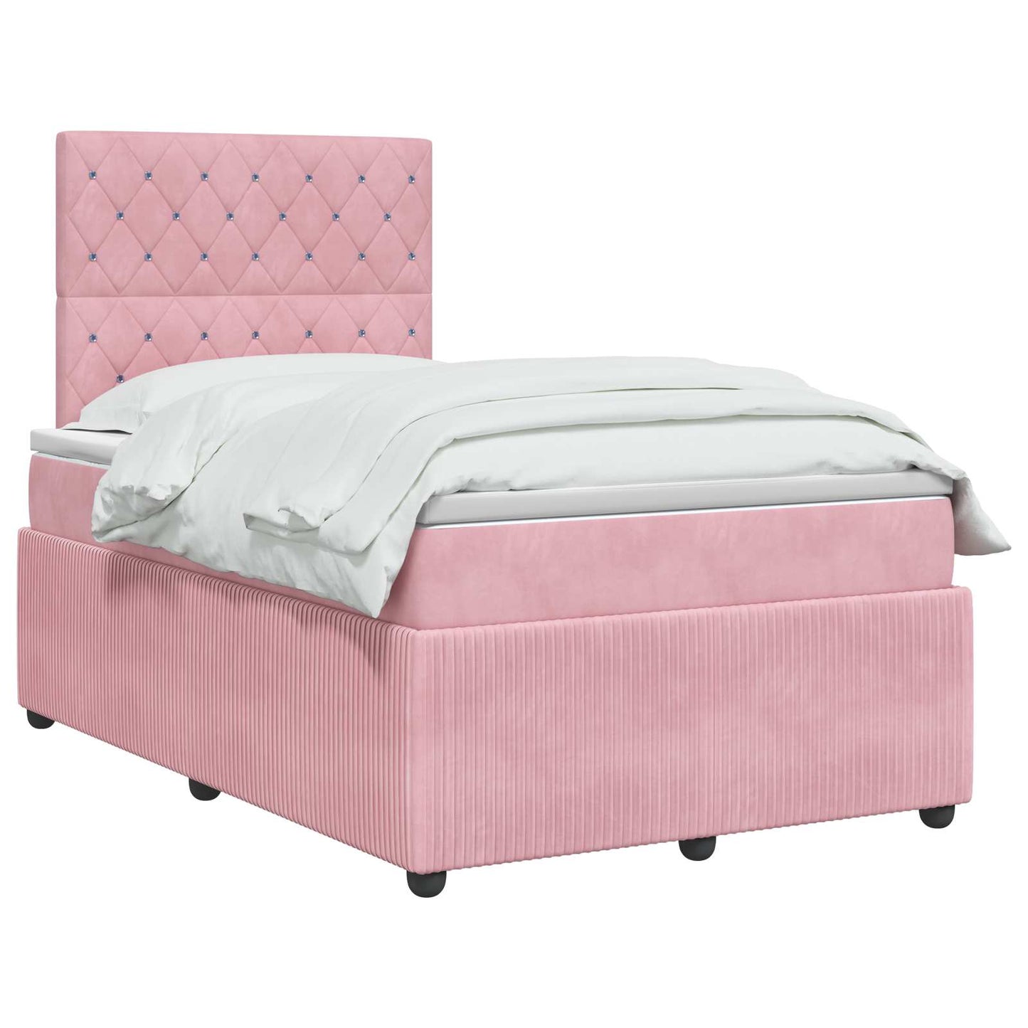 Boxmadras med topmadras Lyserød 120 x 190 cm Fløjl