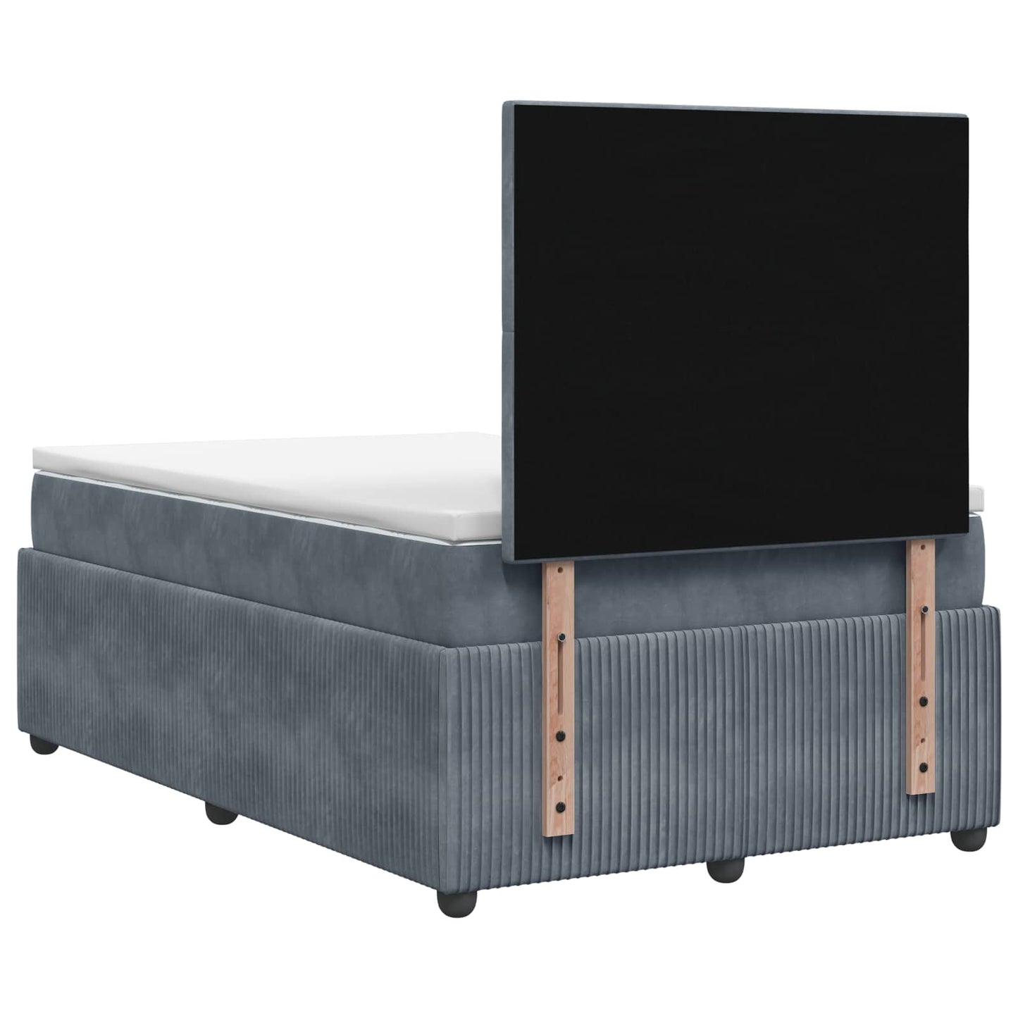 Boxmadras med topmadras Mørkegrå 120 x 190 cm Fløjl