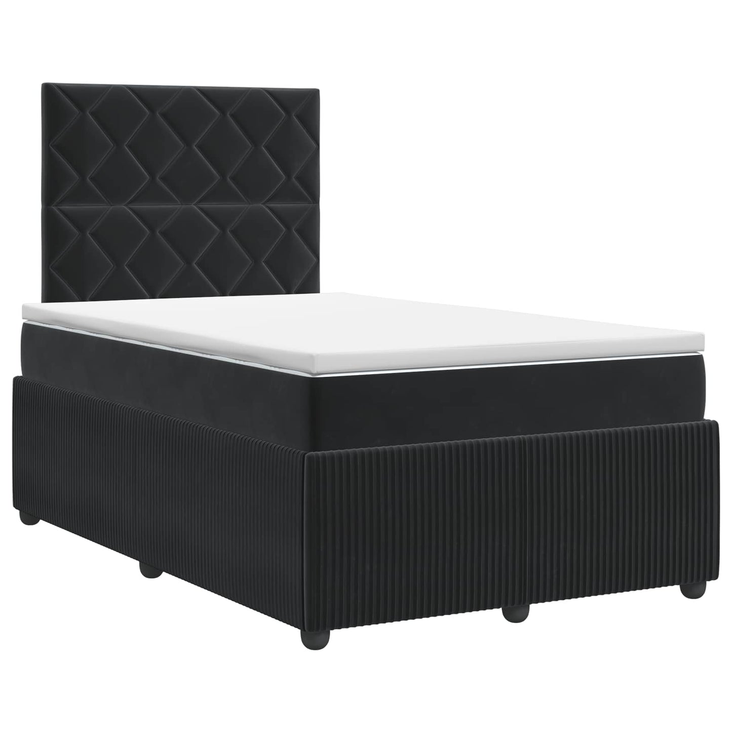 Boxmadras med topmadras med hovedgærde Sort 120 x 190 cm Fløjl