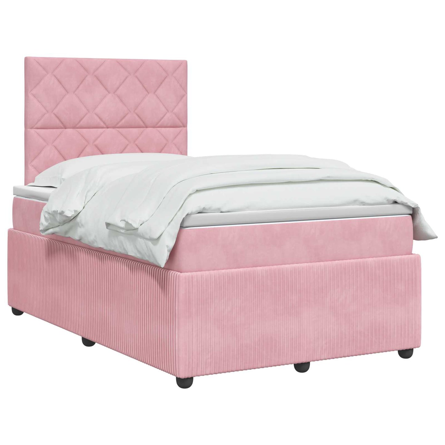 Boxmadras med topmadras Lyserød 120 x 190 cm Fløjl