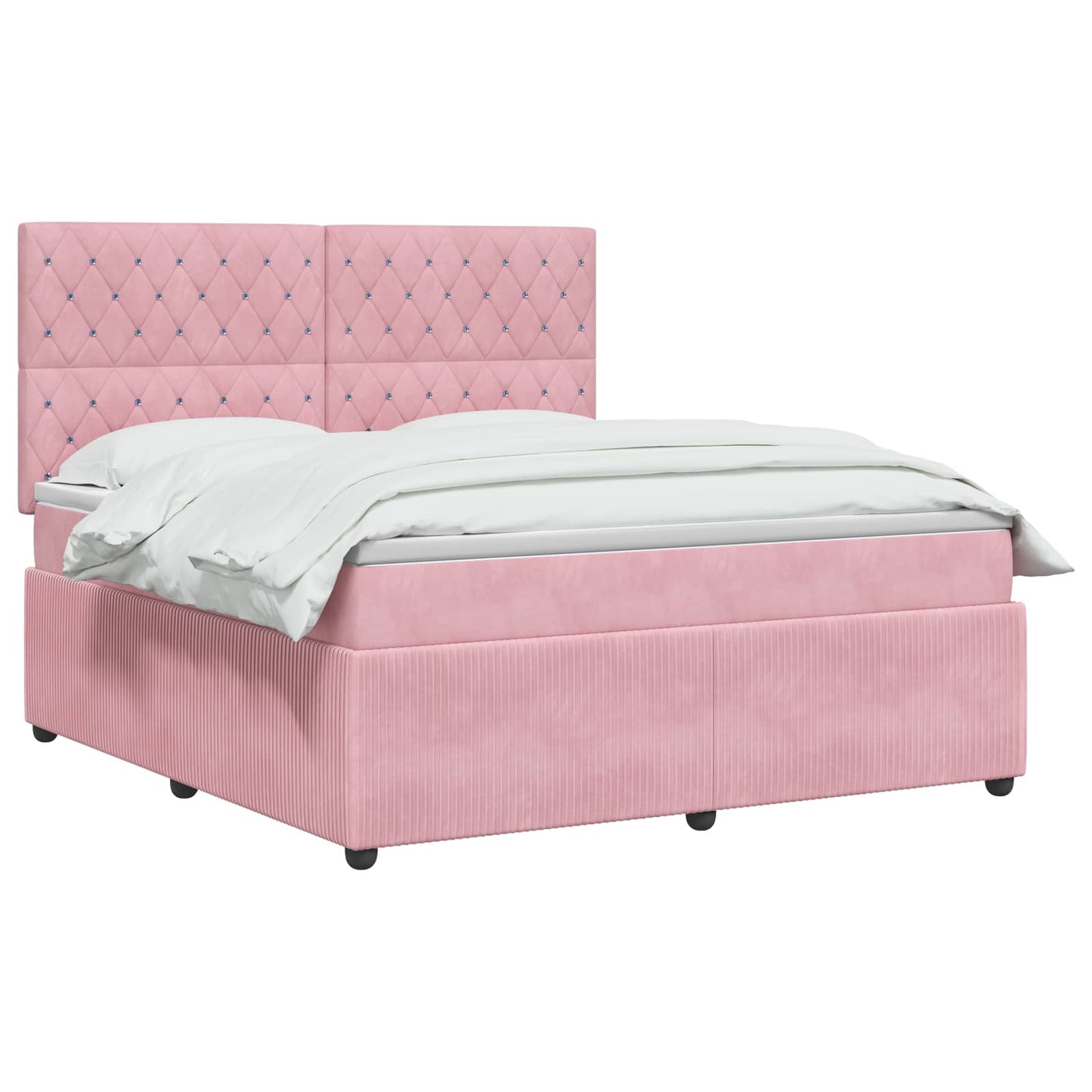 Boxmadras med topmadras Lyserød 140 x 190 cm Fløjl