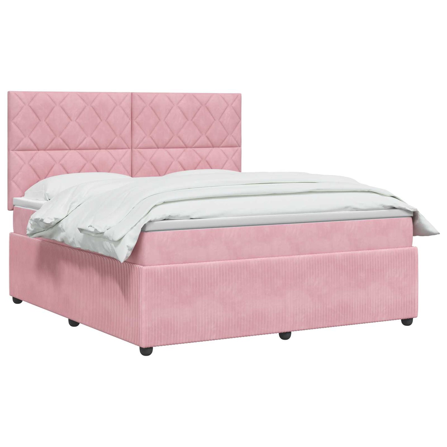 Boxmadras med topmadras Lyserød 140 x 190 cm Fløjl