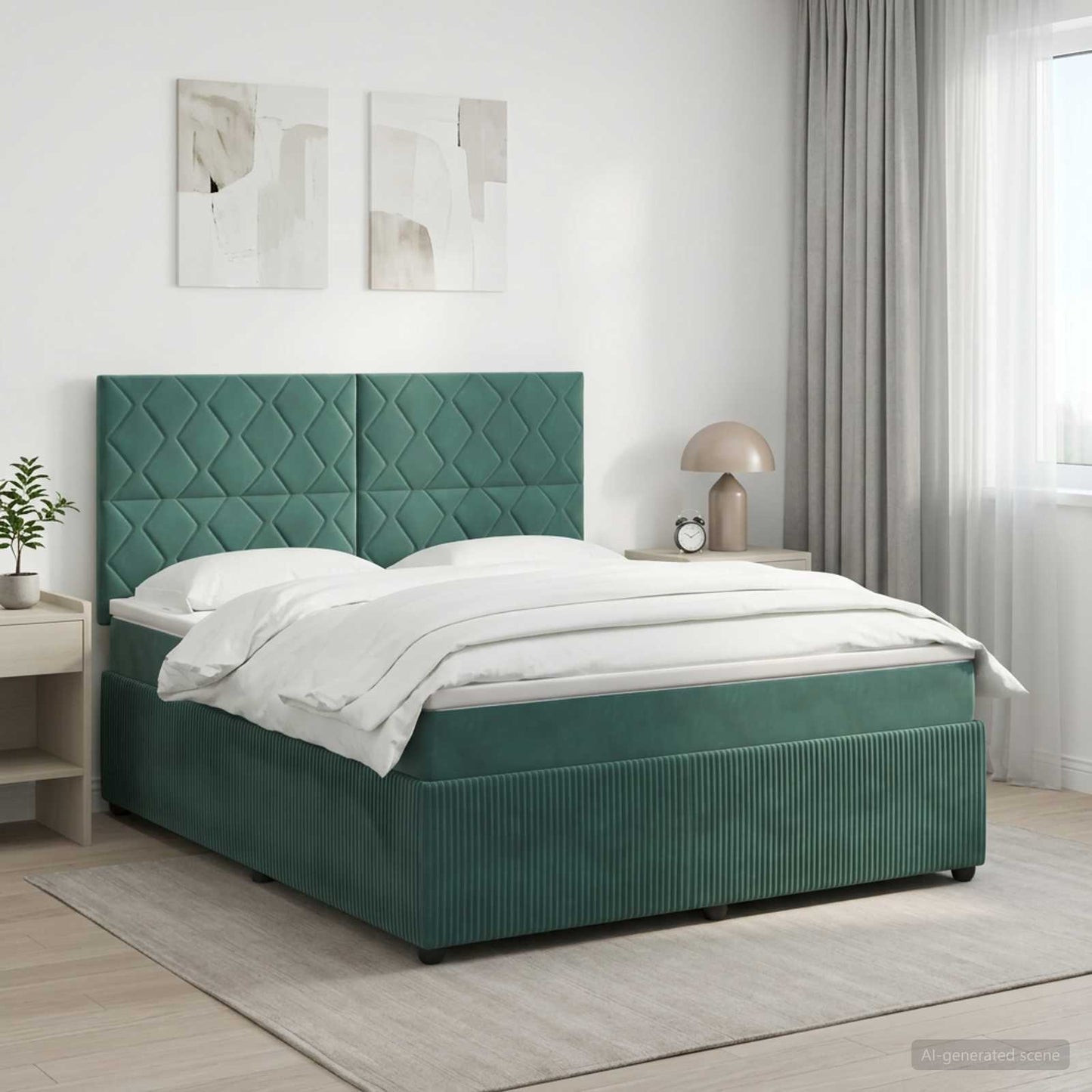 Boxmadras med topmadras Mørkegrøn 160 x 200 cm Fløjl