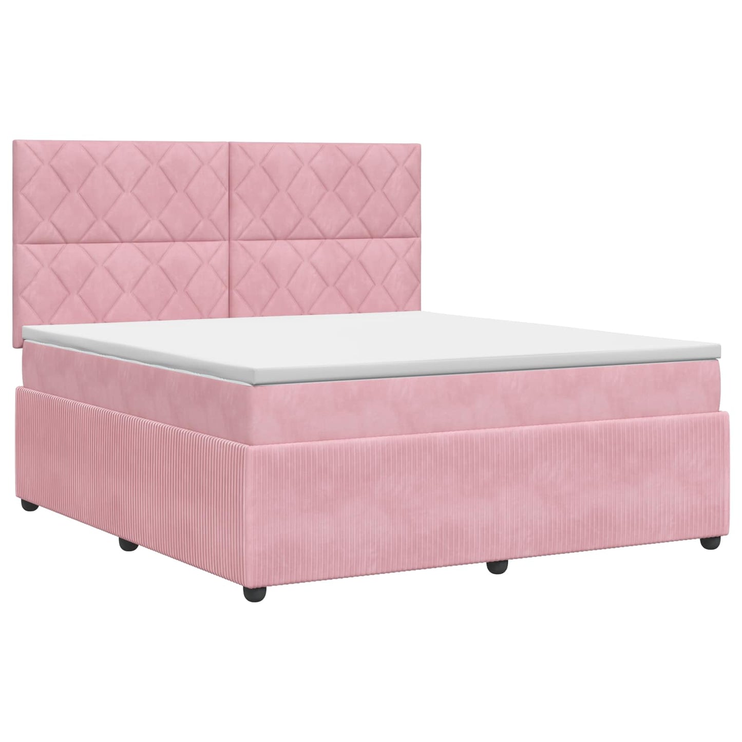 Boxmadras med topmadras Lyserød 180 x 200 cm Fløjl
