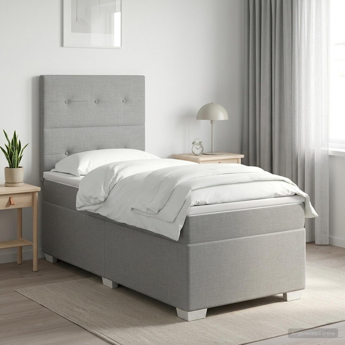 Boxmadras med topmadras Lysegrå 100 x 200 cm Stof