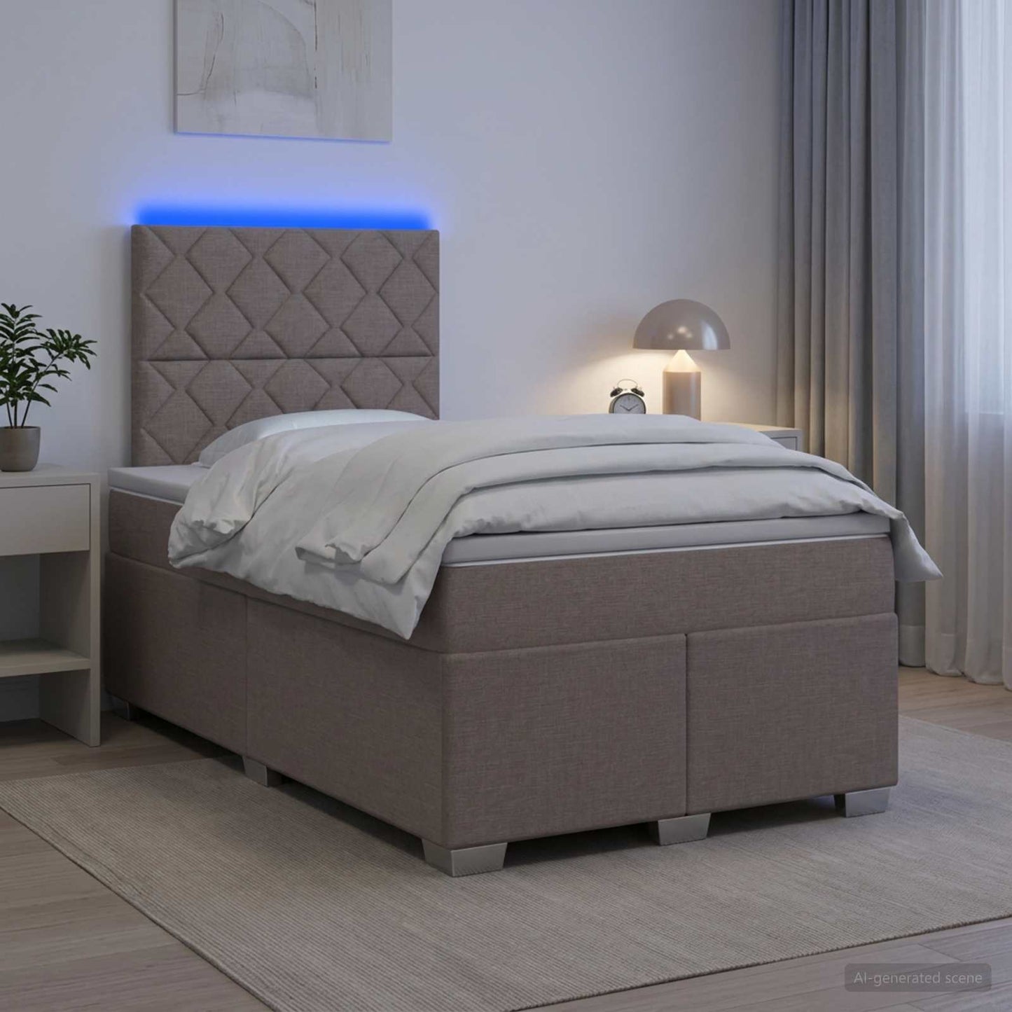 Boxmadras med topmadras Gråbrun 120 x 190 cm Stof