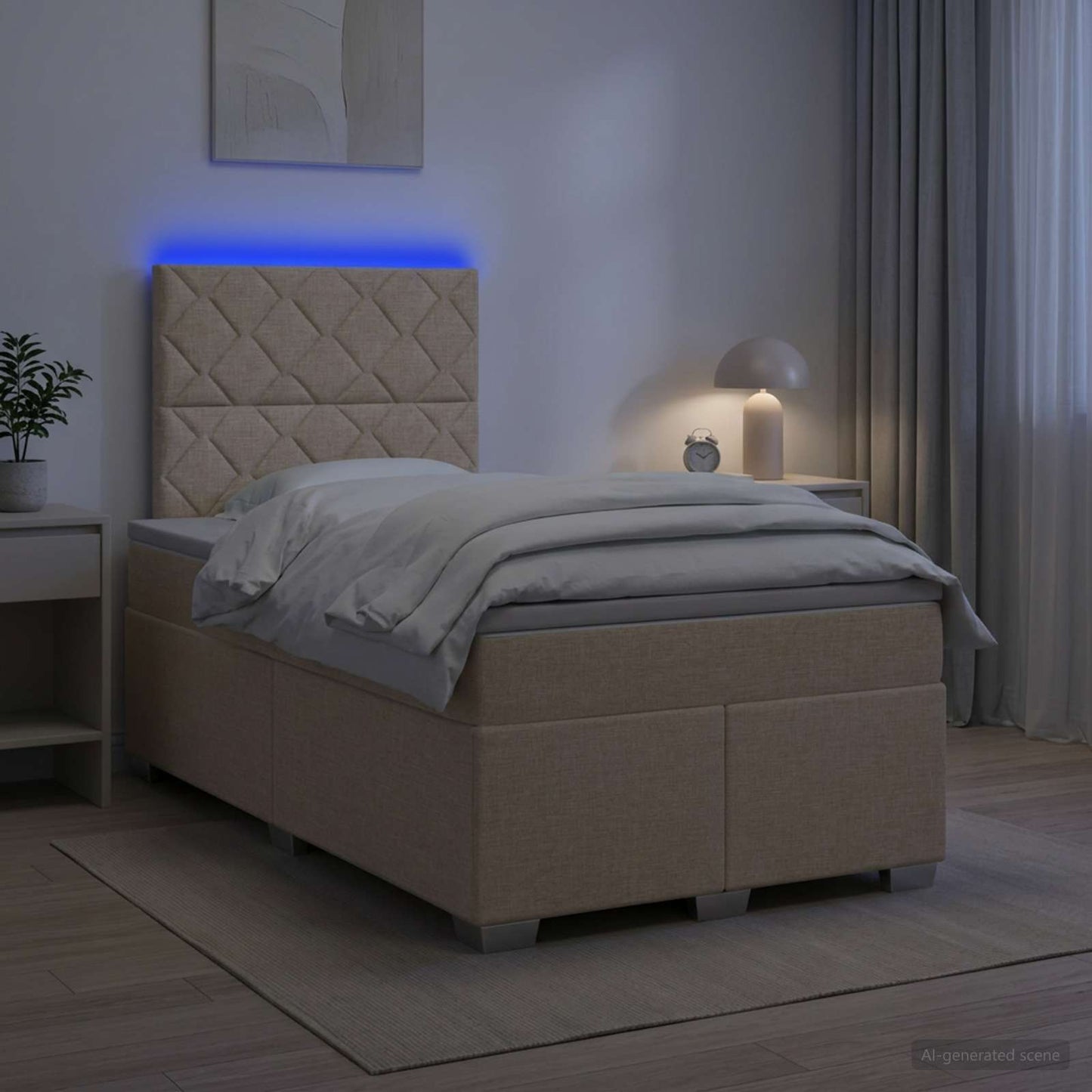 Boxmadras med topmadras Cremefarvet 120 x 190 cm Stof