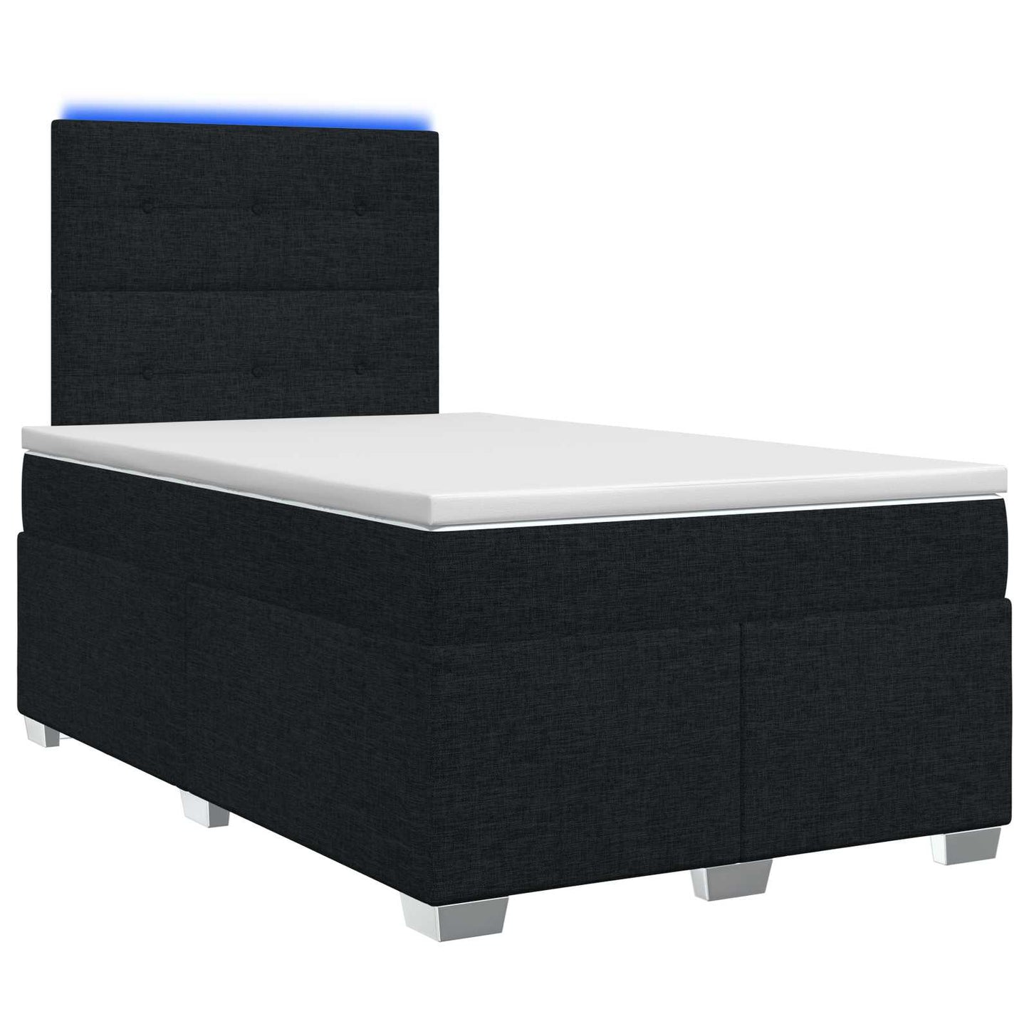 Boxmadras med topmadras med hovedgærde Sort 120 x 200 cm Stof