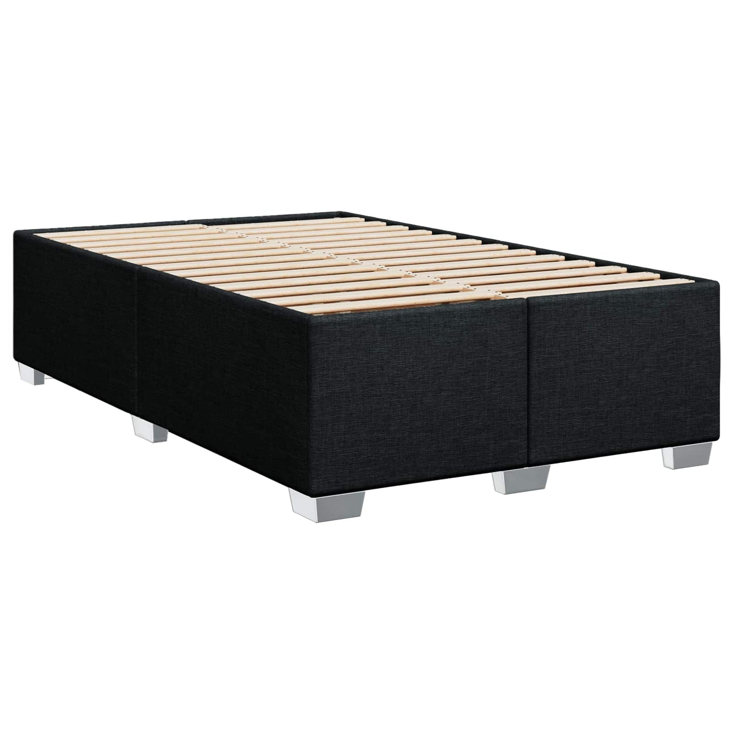 Boxmadras med topmadras med hovedgærde Sort 120 x 200 cm Stof