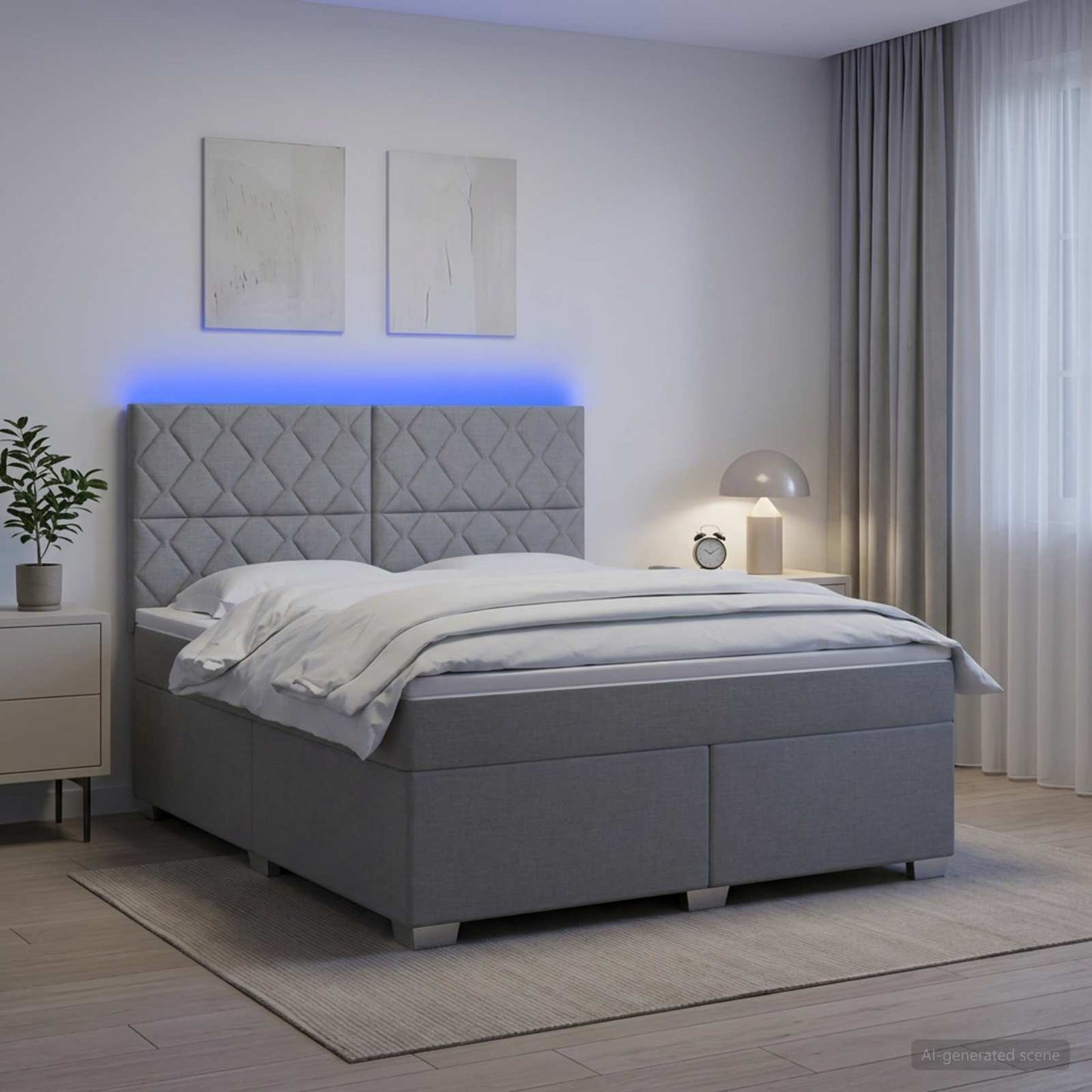 Boxmadras med topmadras Lysegrå 140 x 190 cm Stof