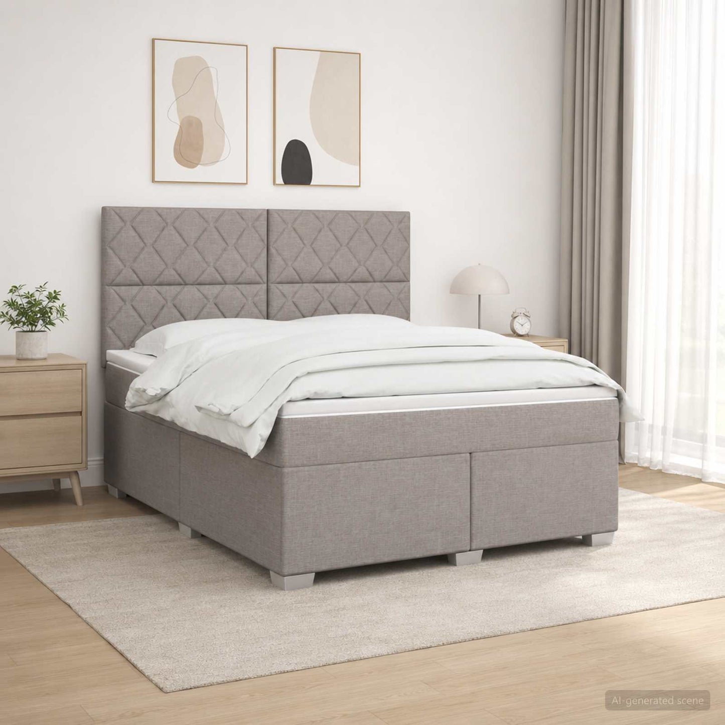 Boxmadras med topmadras Gråbrun 180 x 200 cm Stof
