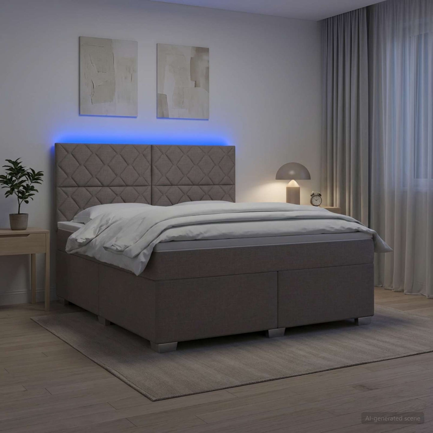 Boxmadras med topmadras Gråbrun 180 x 200 cm Stof