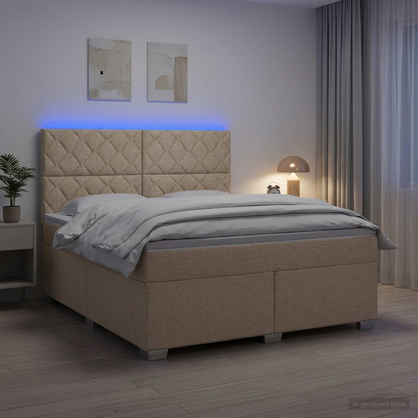 Boxmadras med topmadras Cremefarvet 180 x 200 cm Stof