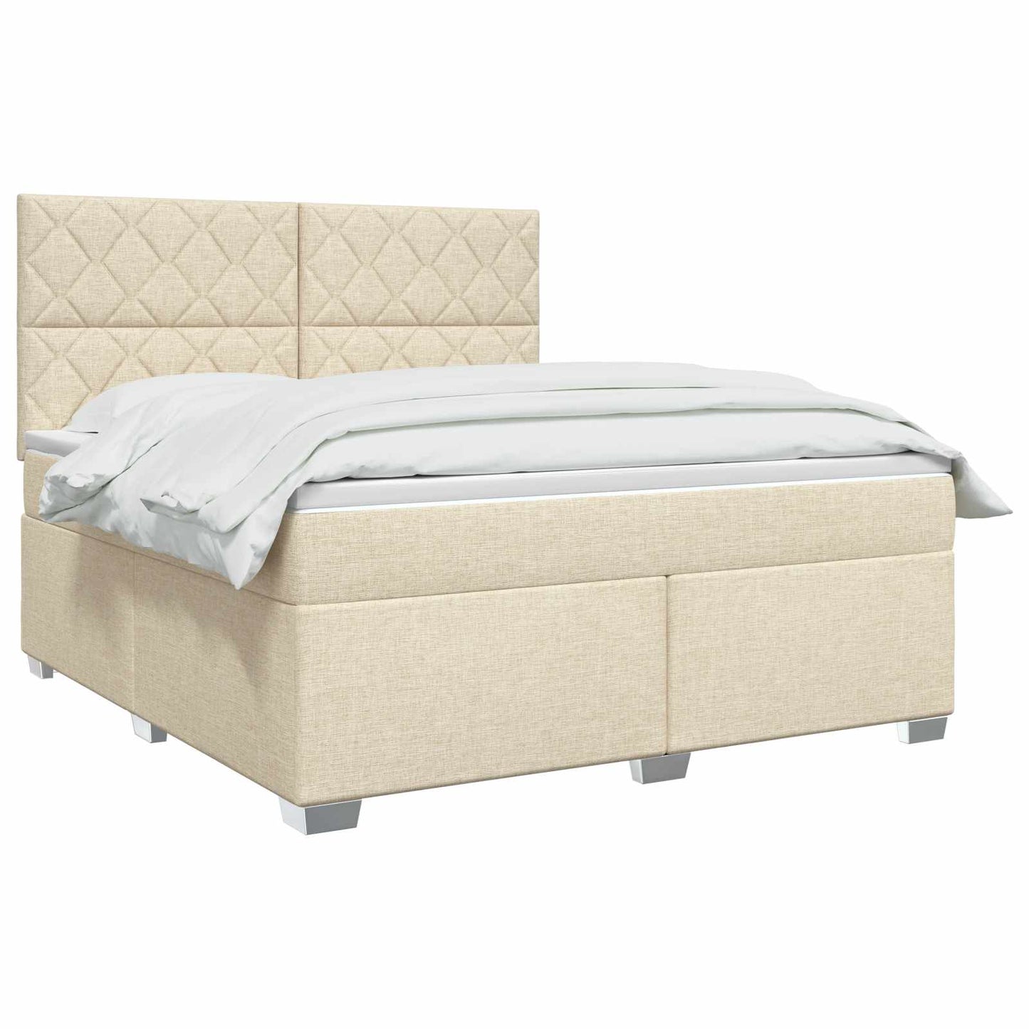 Boxmadras med topmadras Cremefarvet 180 x 200 cm Stof