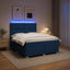 Boxmadras med topmadras med hovedgærde Blå 180 x 200 cm Stof