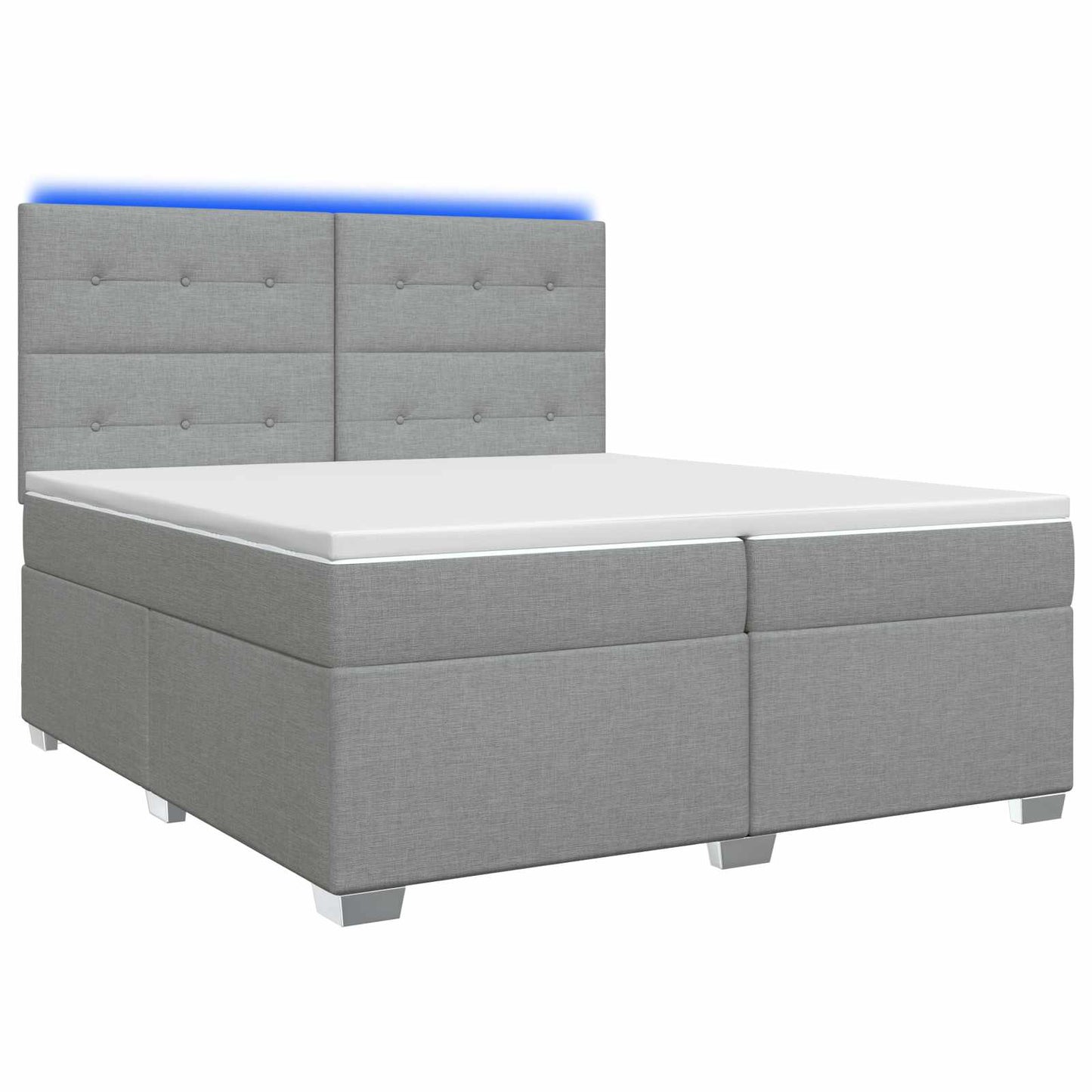 Boxmadras med topmadras Lysegrå 200 x 200 cm Stof