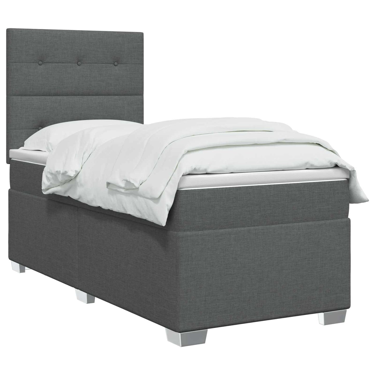Box Spring Seng med Madras og LED Mørkegrå 90 x 190 cm Stof