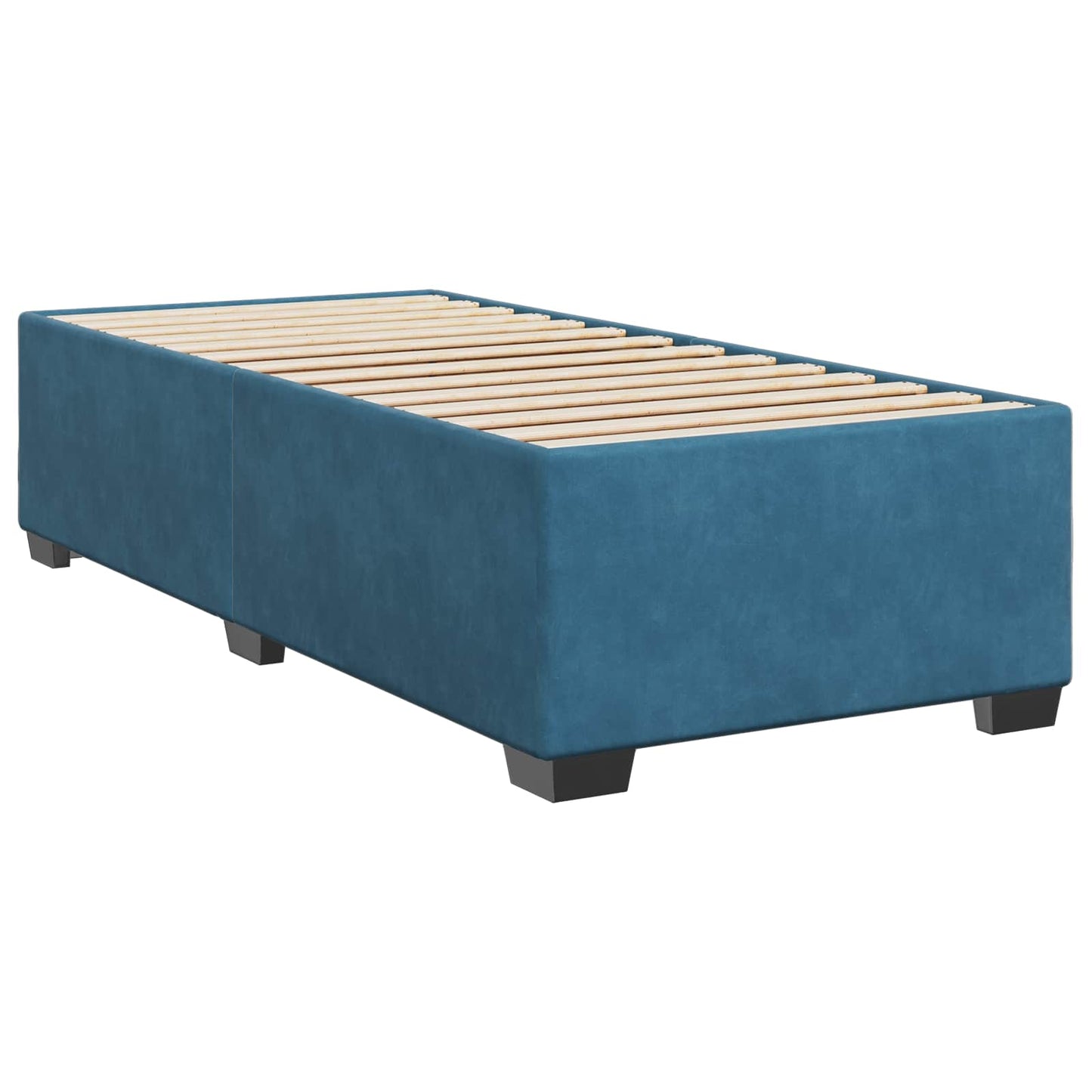 Boxmadras med topmadras med hovedgærde Blå 80 x 200 cm Fløjl