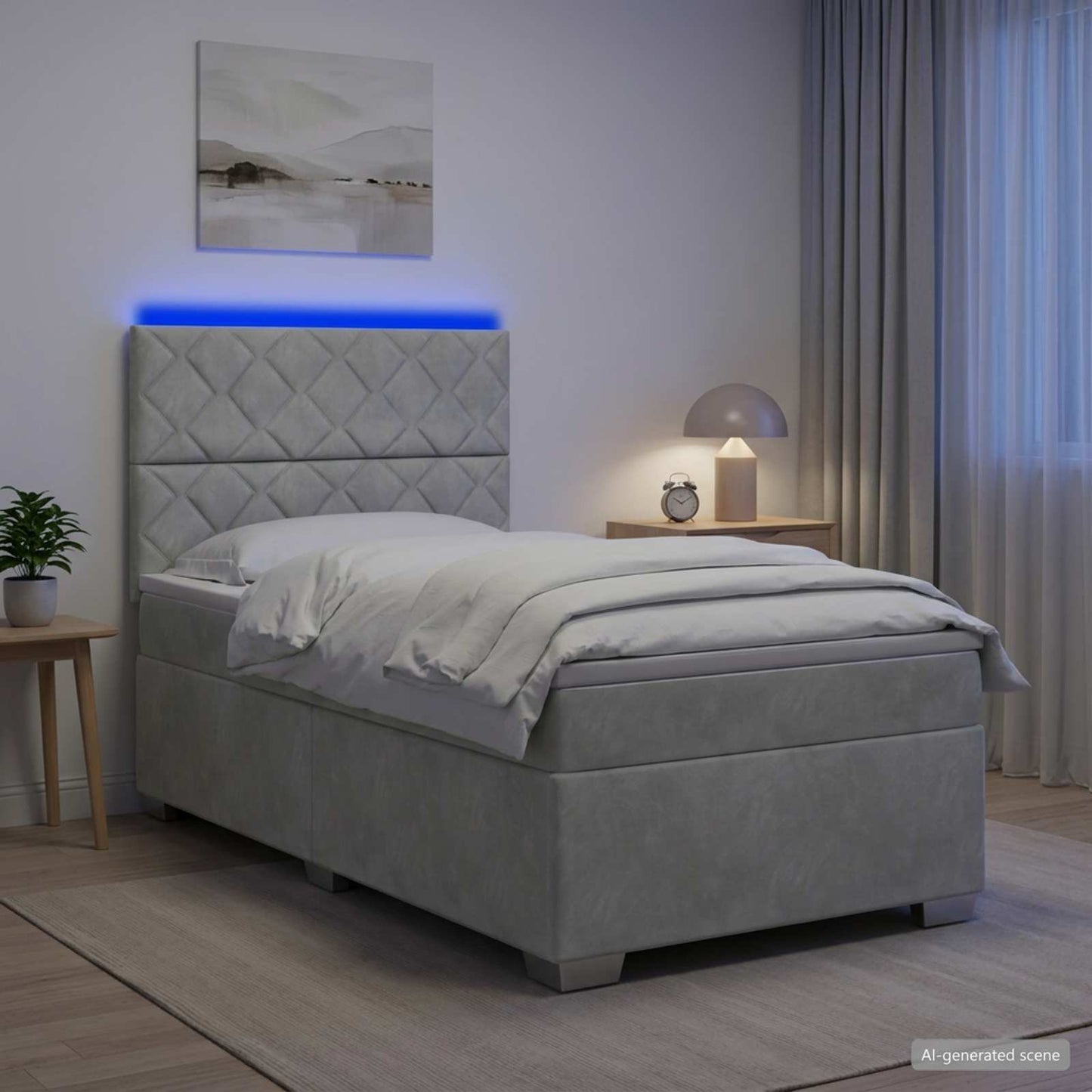 Boxmadras med topmadras Lysegrå 80 x 200 cm Fløjl