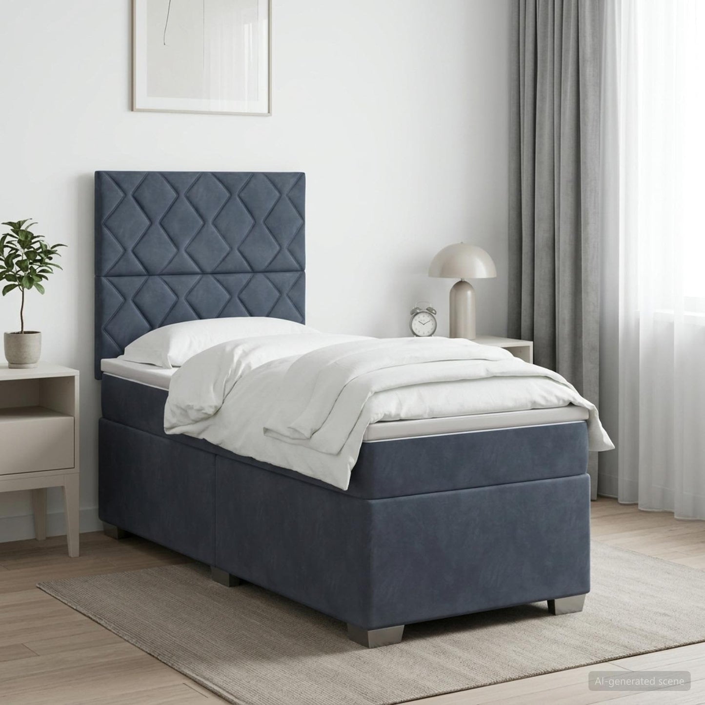Box Spring Seng med Madras og LED Mørkegrå 90 x 190 cm Fløjl
